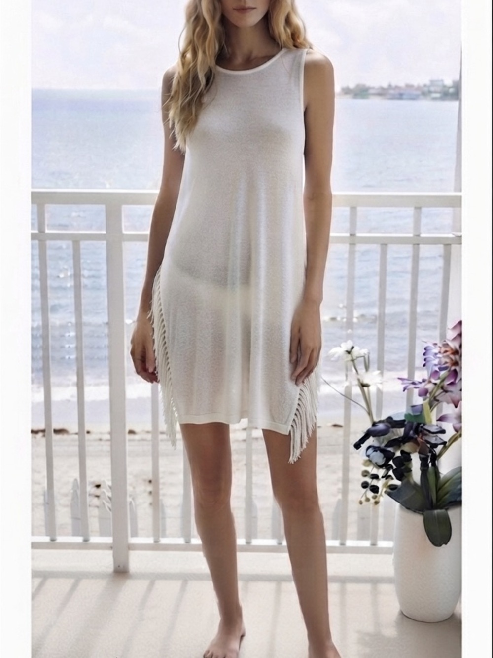 POL Cream elegant tunic Coverup NWT